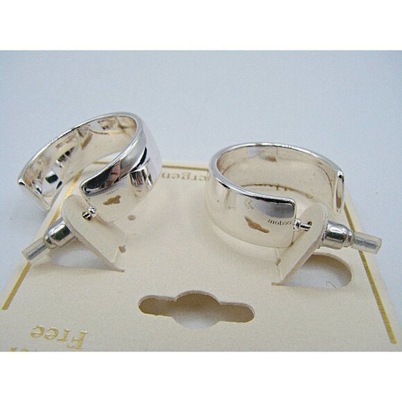 NEW Lot 2 Silver Hoop Style Fashion Earrings Marsala & Freedom Fine Tone Plated - Picture 4 of 9